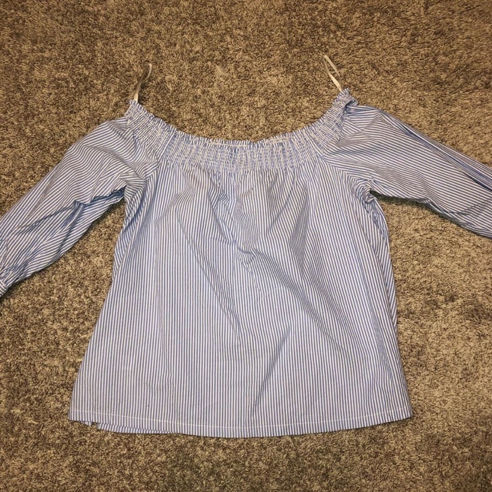 Loft off the shoulder striped top